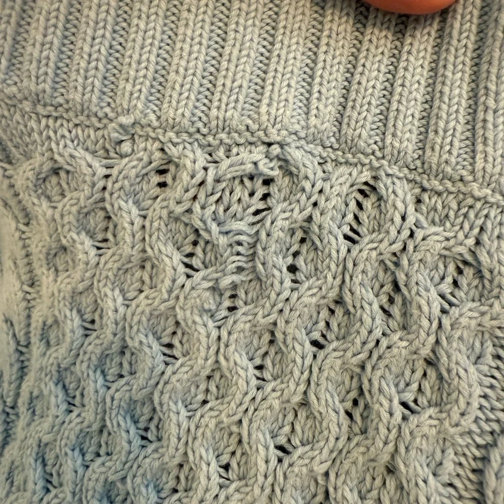 J.Crew Swingy Cable-knit Mockneck Sweater Light Blue Size Medium